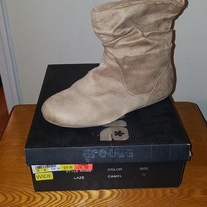 Wide width tan booties